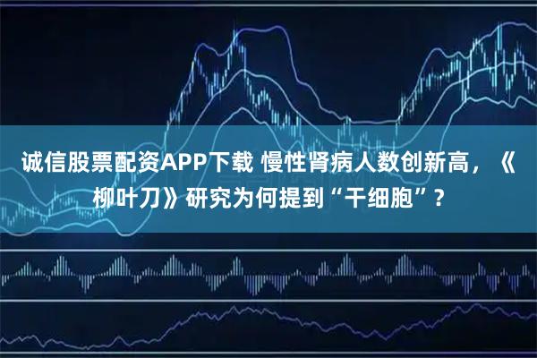 诚信股票配资APP下载 慢性肾病人数创新高，《柳叶刀》研究为何提到“干细胞”？